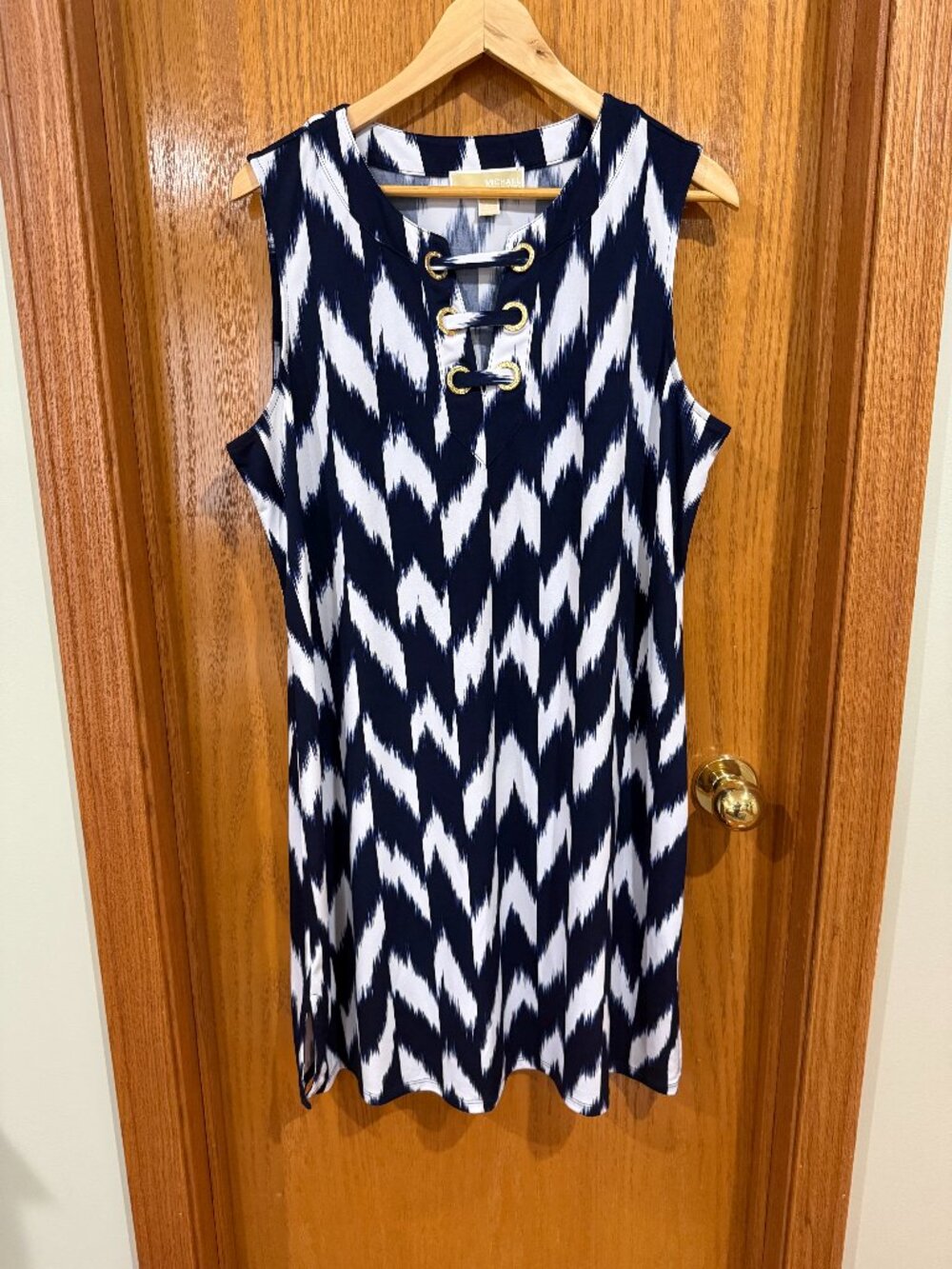 Michael Kors XL Sleeveless Navy White Ikat Dress Tunic